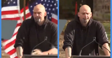 Video: Right When Fetterman Introduces Obama As A “Sedition Free” President, All American Flags Fall Over As If God Looked Down And Said “Not Today”
