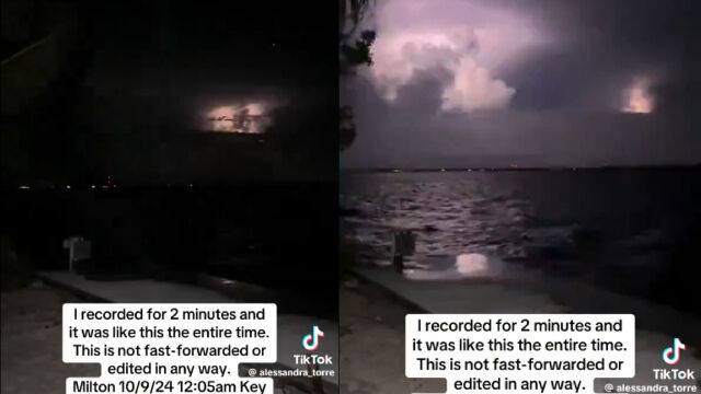 Hurricane Milton: Lifelong Floridians Shocked by Unprecedented Lightning in Unedited Two-Minute Video—“Truth Is Stranger Than Fiction!”